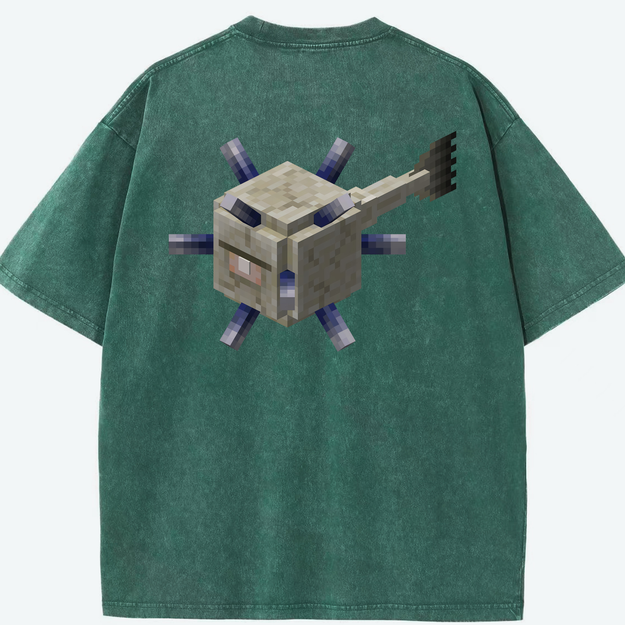 （画像用） マインクラフト ブロックの世界 Minecraft MC Block world 綿100% ヴィンテージ風 半袖Tシャツ（背面プリント）